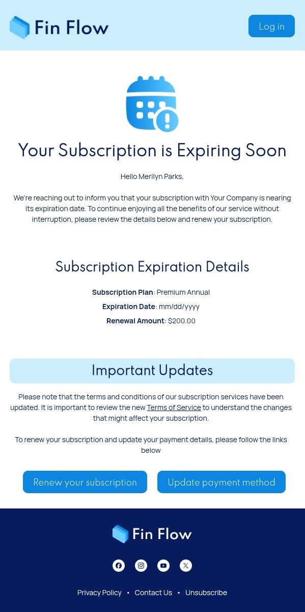 Subscription Expiration - Blue Tones